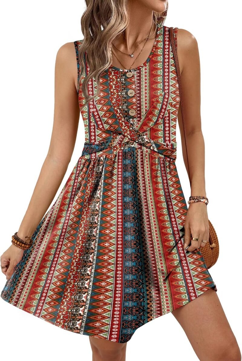 Summer Dresses for Women Beach Fashion Sundresses Babydoll Dress Button Down Boho Dresses Cute Cross